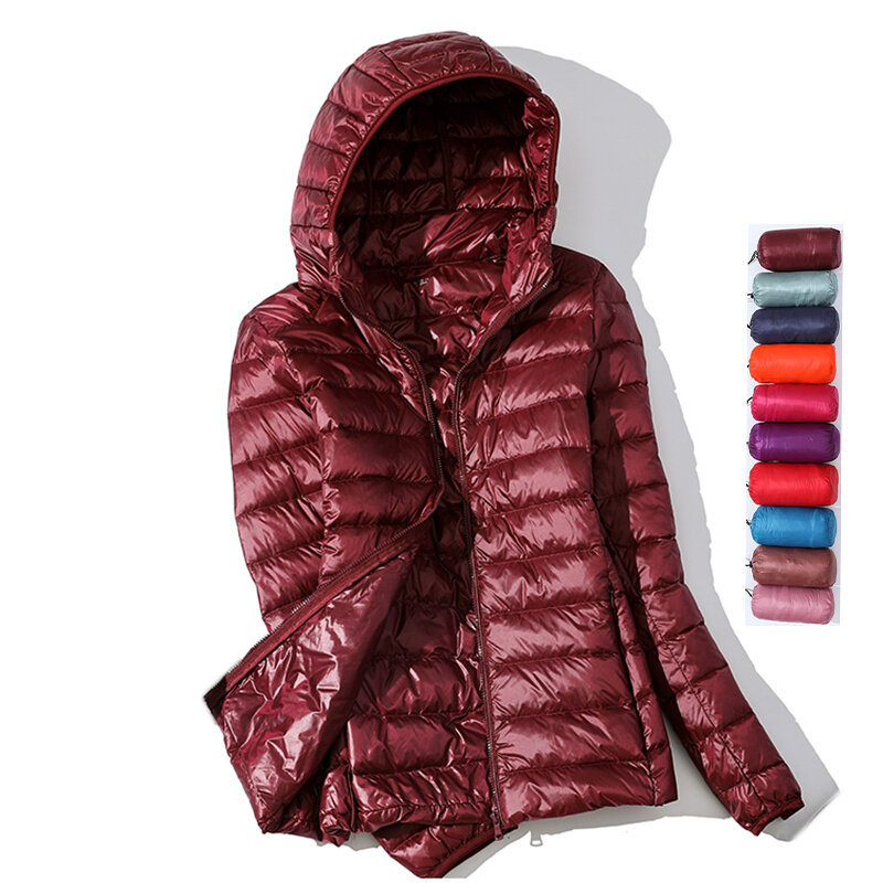 Doudoune à capuche en velours ultra légère pour femmes, vêtements d'extérieur d'automne, vestes d'hiver pour femmes