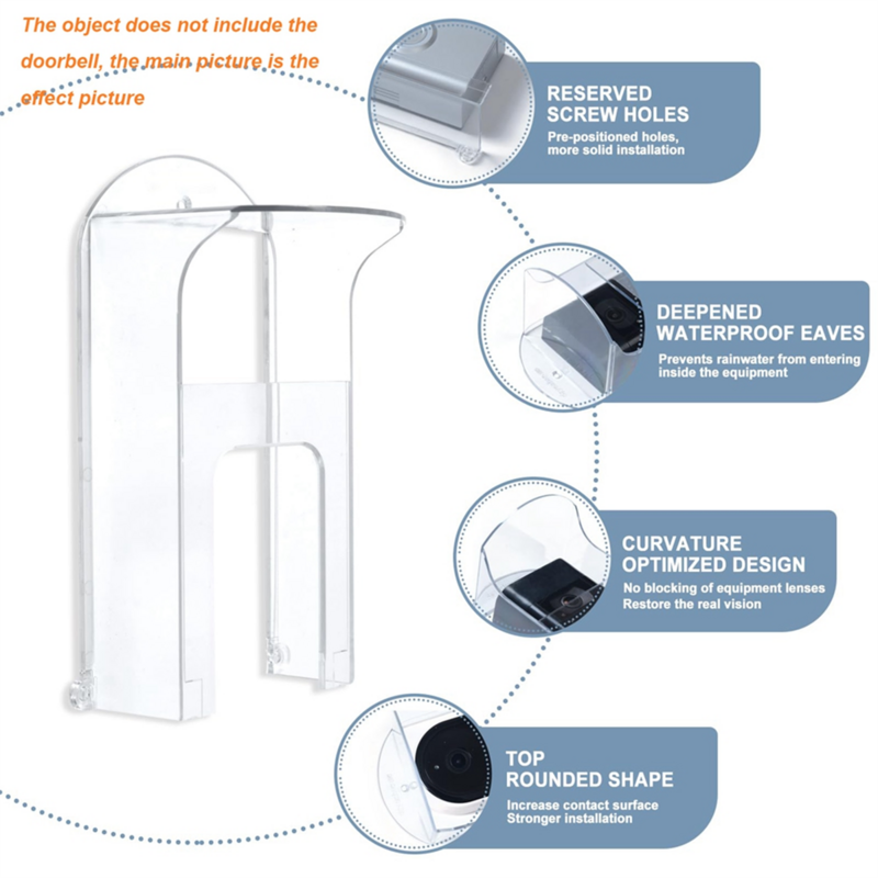 Прозрачный пластиковый чехол от дождя для дверного звонка подходит для моделей колец дверной звонок Водонепроницаемый защитный экран дверные звонки