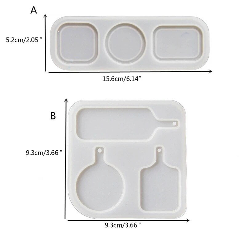 Unique Trays Mini Food Play Tray Silicone Mold Round Square Pendant Mold for DIY Keychain Jewelry Food Drink Epoxy Molds