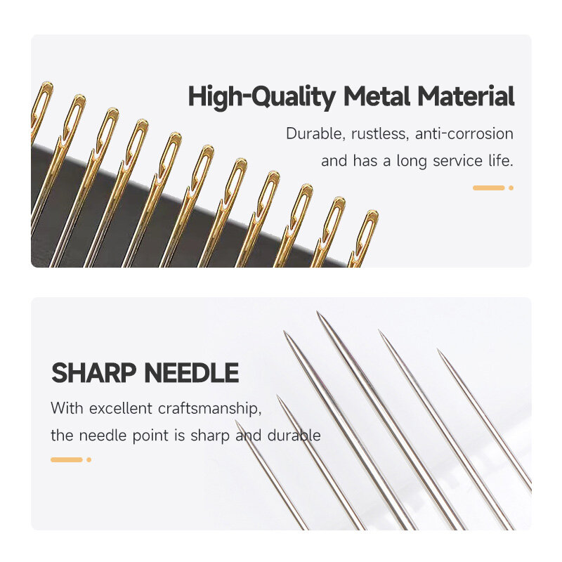 12/36PCS Blind Needle Elderly Needle Side Hole Needles Tail Side Opening Stainless Steel Hand Sewing Needles Threading