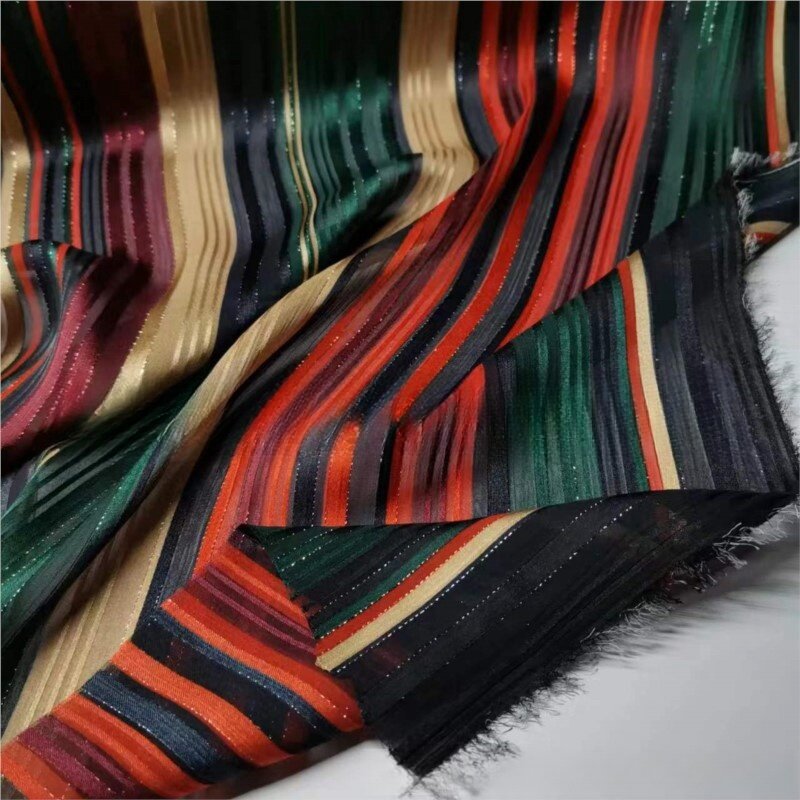InjBeauty-Jupe en mousseline de soie à rayures colorées, tissu polyester, décorations lumineuses