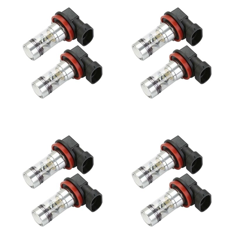 Lâmpada de condução LED de alta potência, branco, H8, H11, H16, 6000K, 100W, DRL, 8X