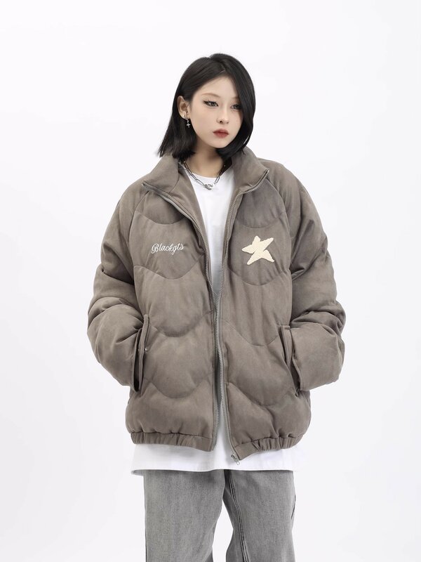 Новое корейское модное пальто с воротником-стойкой, свободная зимняя куртка с хлопковой подкладкой, короткое пальто, повседневная женская одежда