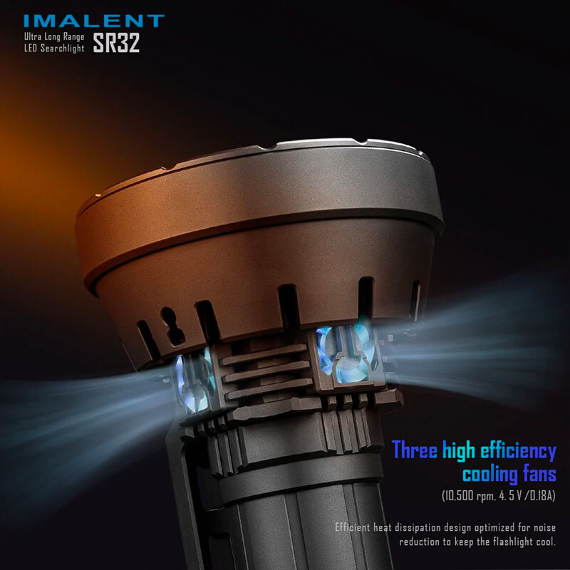 Imalent SR32 مصباح يدوي فائق السطوع/ضوء البحث ، 120,000 لومن 2,080 متر شعاع المسافة ، 32 قطعة كري XHP50.3 مرحبا المصابيح ، 8x21700