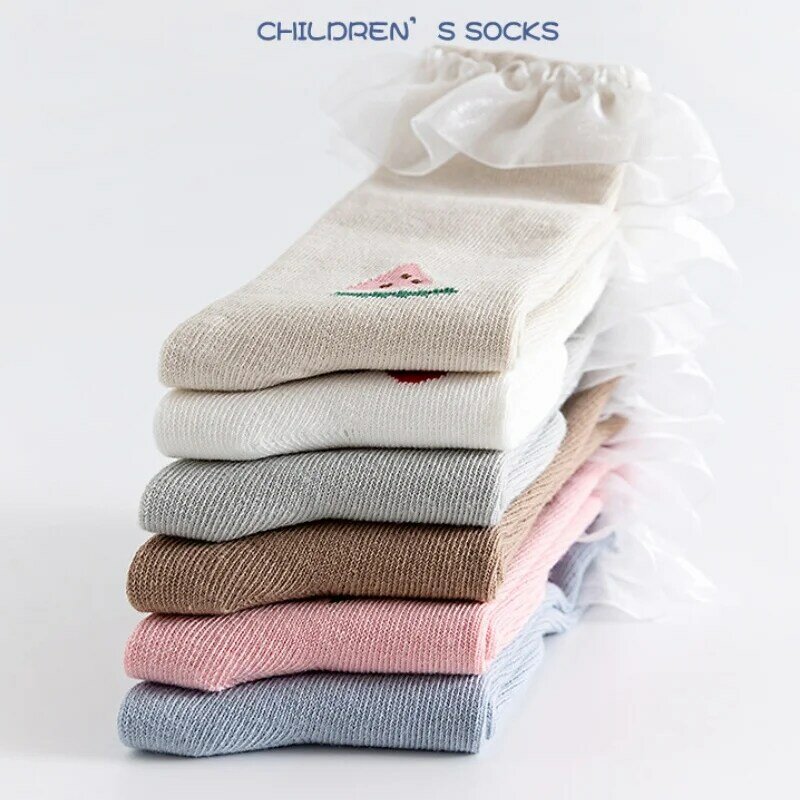 Calcetines de media Multicolor para bebé, medias suaves de verano, transpirables, fruta, niño y niña, novedad