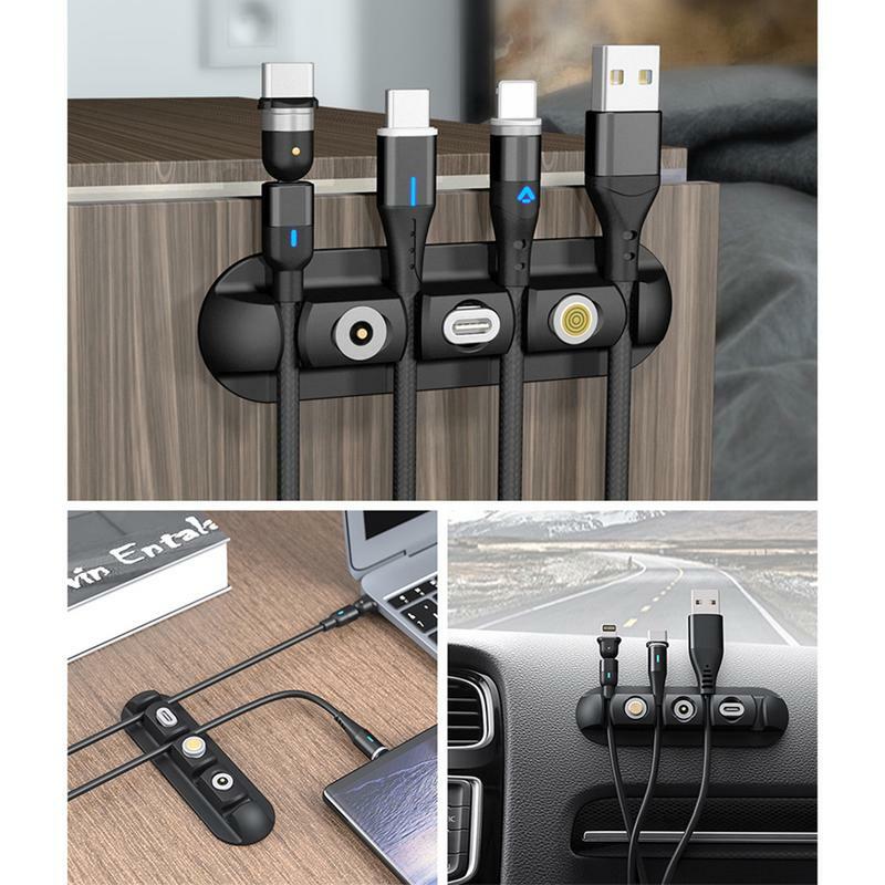 Cable Clips Cord Organizer Magnetic 4-Cords Slots Wire Holders For Cords USB Cable Holder Self-Adhesive Cable Clips Wire