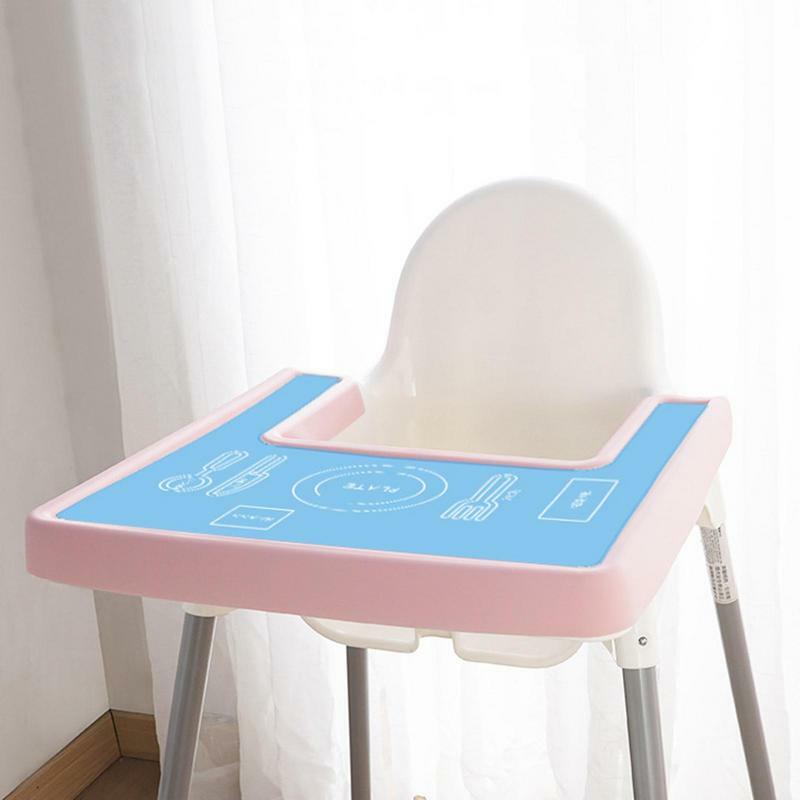 Non-Slip Baby Food Mat, Cadeira alta Silicone Placemat, Acessórios para bandeja segura, Máquina de lavar louça segura para uso ao ar livre com grau alimentício