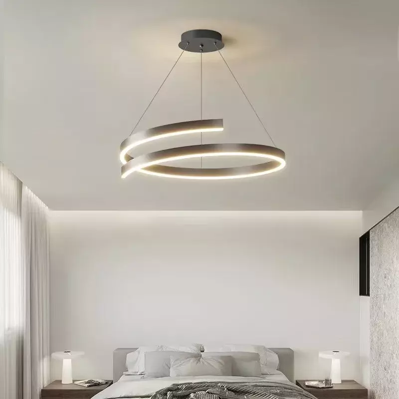 Spirala lampa wisząca do salonu sypialnia kuchnia żyrandol przy przejściu nowoczesna prosta lampa wisząca LED wystrój domu oświetlenie wewnętrzne