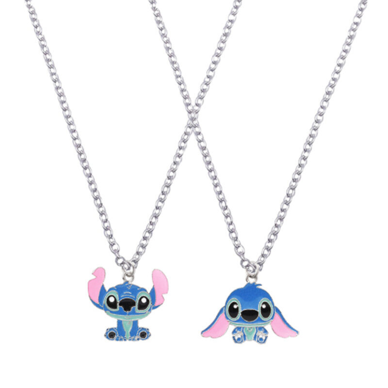 Disney Cartoon Stitch Playful Halloween Cute Big Ear Stitch Male Female Couple Necklace Personality HipHop Pendant Sweater Chain