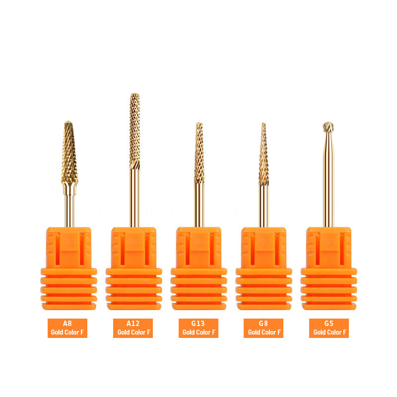 Golden Carbide Coating Nail Drill Bits Milling Nail Drill Bits Milling Cutters For Manicure Nail Drill Machine Bits TH12