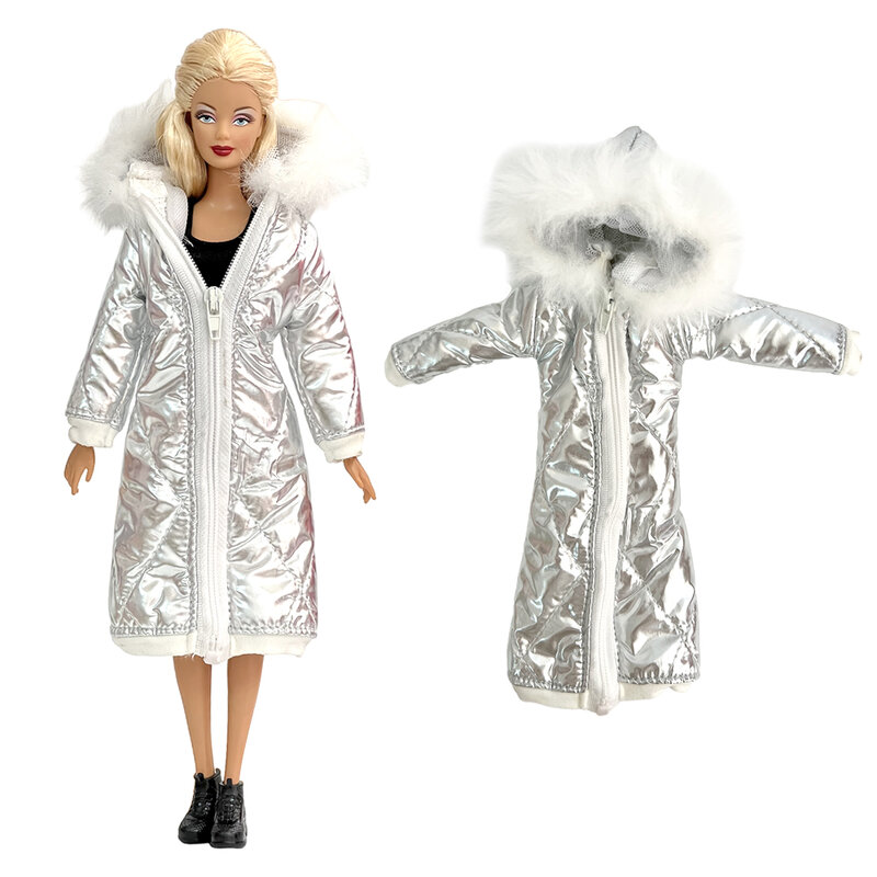 NK 바비 인형 코튼 재킷 겨울 드레스 패션 코트, 긴 옷 모피 코트, 1/6 BJD 인형 액세서리 장난감 JJ용, 1 개