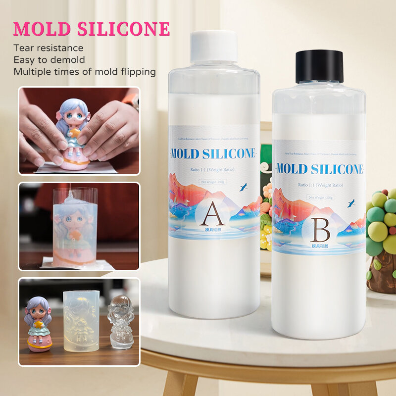 Borracha líquida Silicone Mold Making, Liquida Para Mold, cura rápida, DIY Silicone Kit, Curado, 200g, 500g, AB 1:1