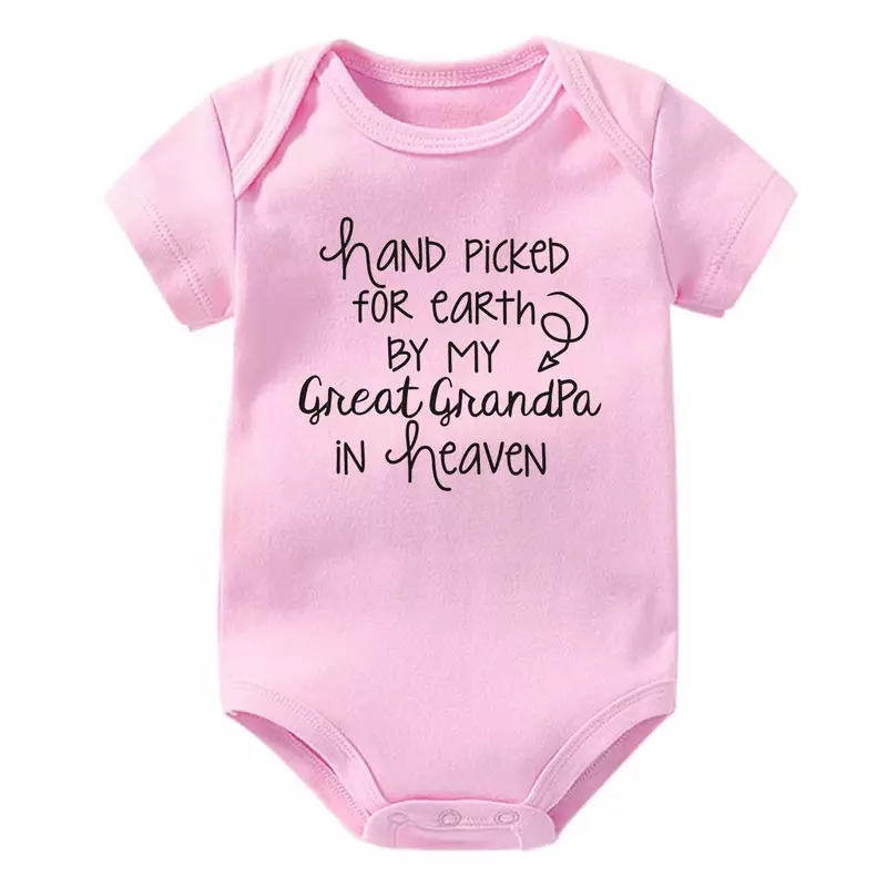 Baby Bodysuit Hand Picked For Earth By My Great Grandpa In Heaven Printed Newborn Romper Cotton Body Baby Girl Boy Clothes