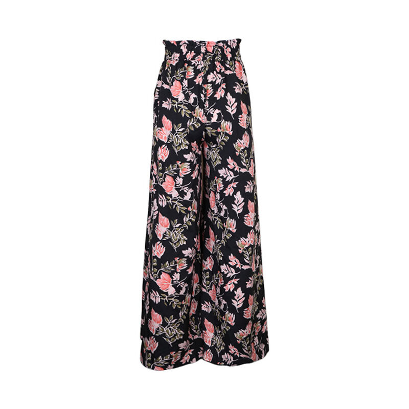 Широкие брюки, повседневные и свободные женские брюки палаццо с цветочным принтом, идеально подходят для модного и непринужденного стиля