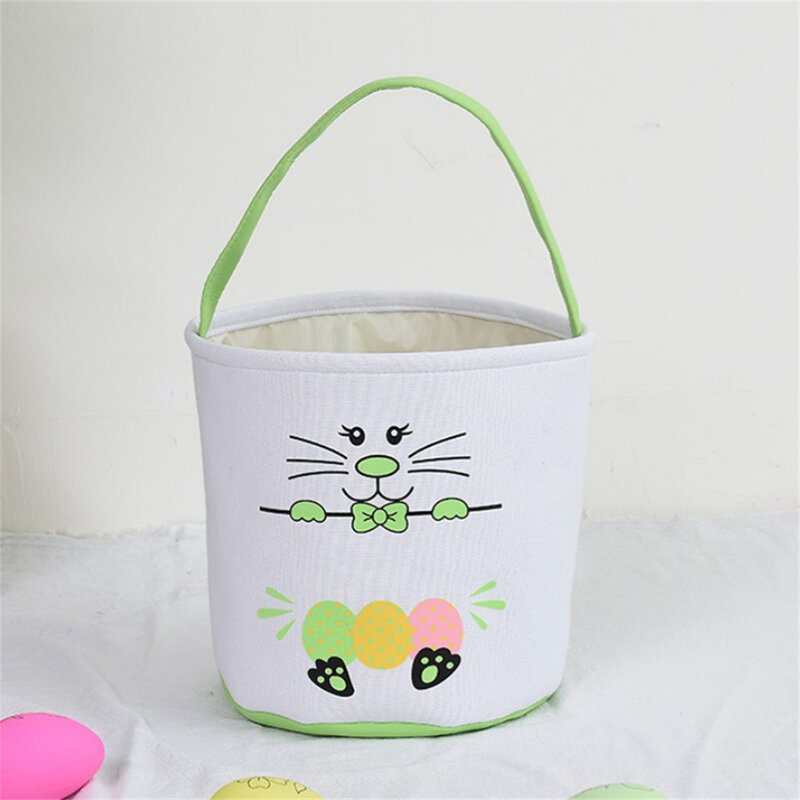 Bolsa de cesta de conejo de 23x24cm, suministros de decoración de Pascua, bolso de lona ecológico impreso, bolsa de regalo, bolsa de dulces para niños