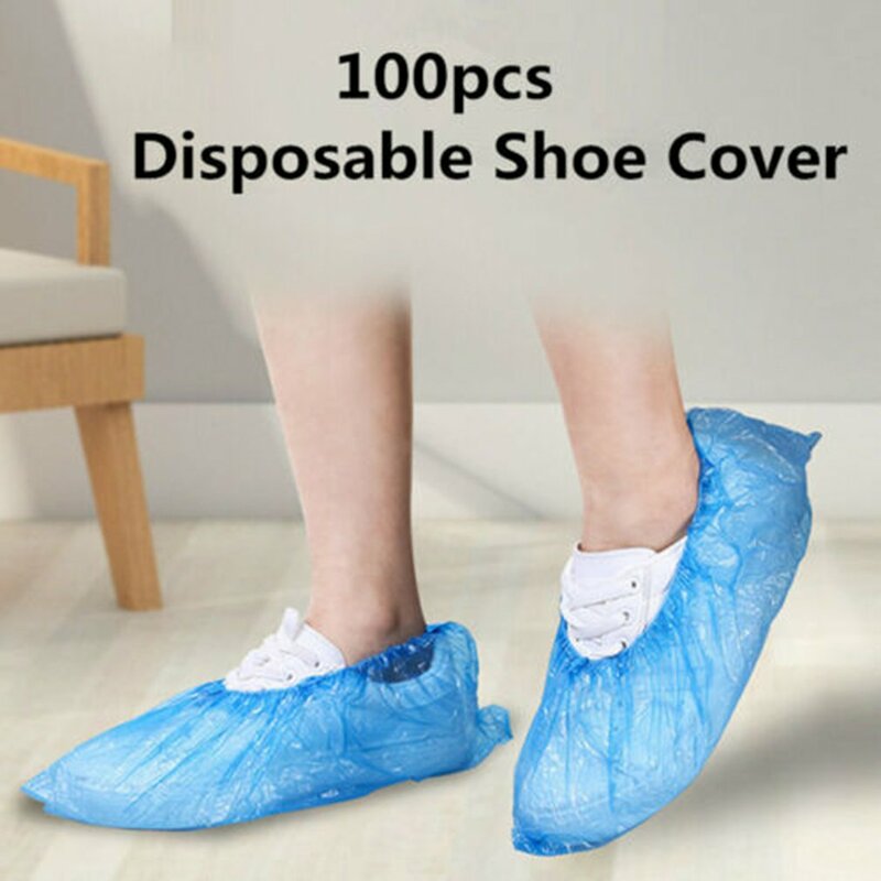 Cubierta desechable para zapatos, cubierta de plástico impermeable, antideslizante, para interiores, 100 piezas