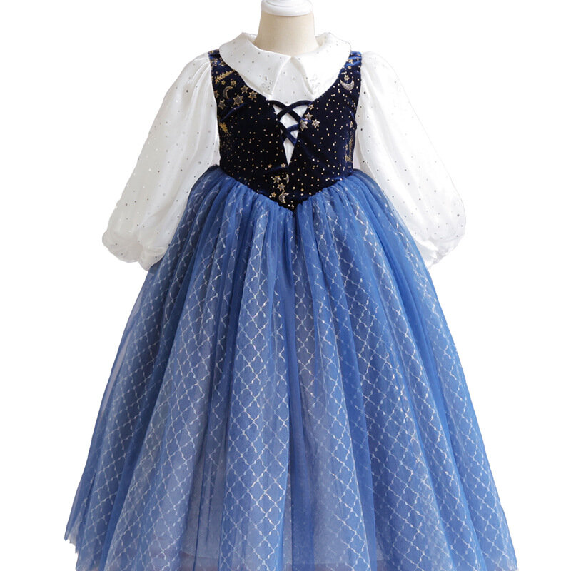 Girls' dress 2024 Autumn Princess long sleeve mesh dress children's Halloween costume