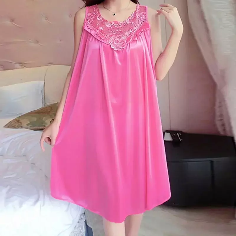 Roupa de noite de cetim de renda pijamas sexy pijama feminino roupa de casa sleepwear feminino tamanho livre lingerie vestido robe