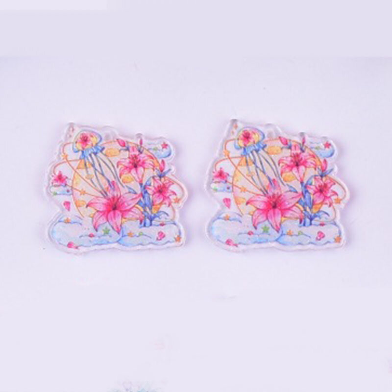 10pcs Butterfly Flower Acrylic Earring Charms Pendant Pendant for Women Earring Necklace Bracelet Bag Keyring Jewelry DIY Making