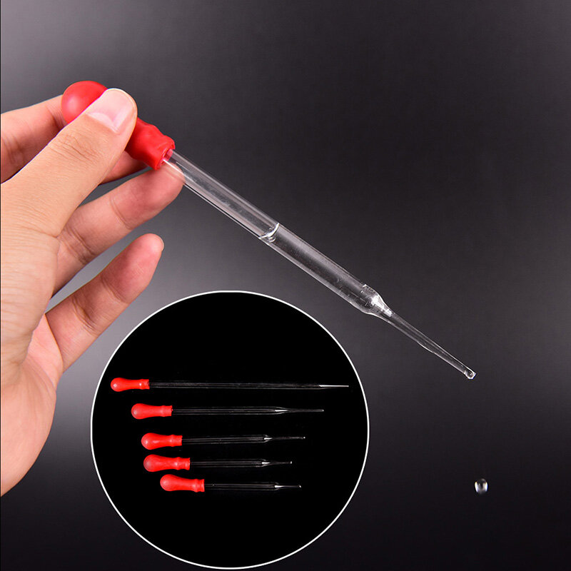 Rubber Head Glass Pipettes Dropper, Ferramenta Glass Lab para teste veterinário, 2pcs