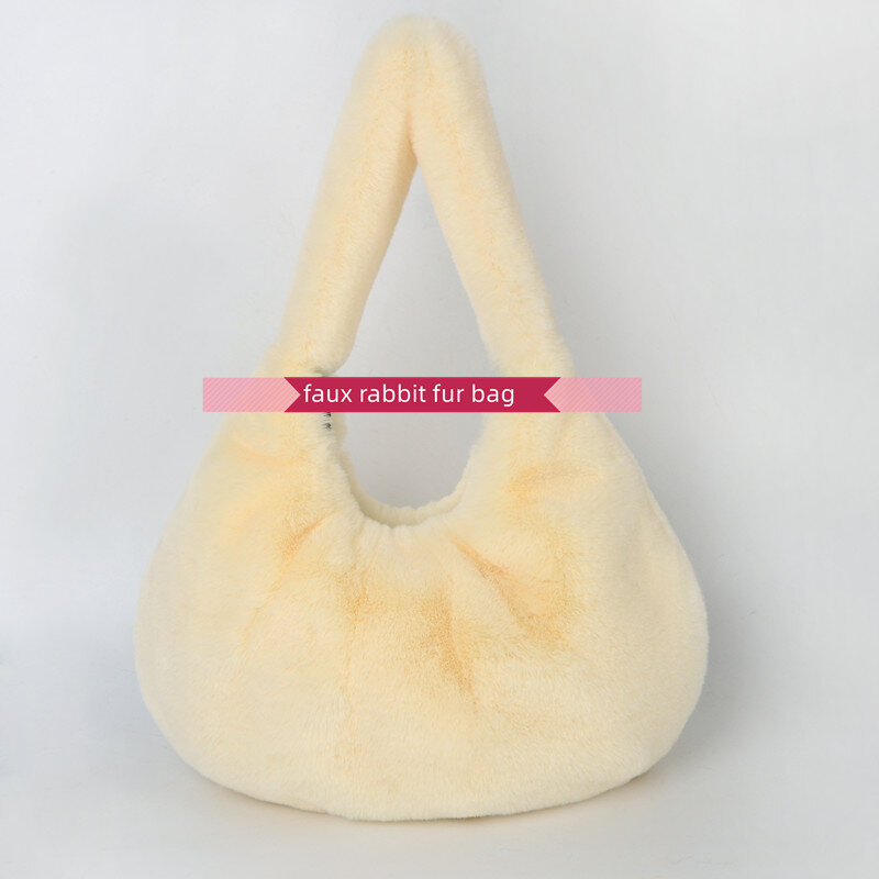 Nieuwe Soft Furry Handtas Voor Vrouwen Vrouwen Faux Konijnenbont Tas Toevallige Vintage Schoudertas Tote