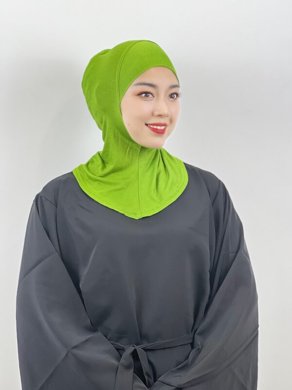 무슬림 히잡 이슬람 솔리드 쉽고 편안한 터번, 모달 머서라이즈드 코튼, 여성 무슬림 풀 랩 모자, 멀티 컬러 넥 커버