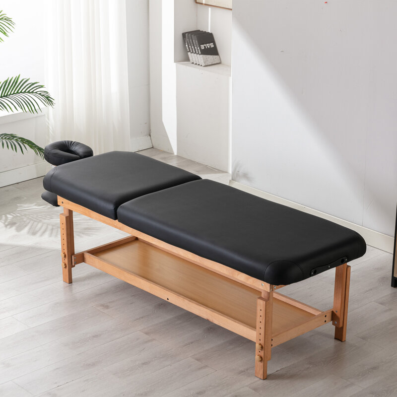 Stacjonarny stół do masażu leczenie Clincal łóżko kosmetyczne/PU Spa łóżko, czarny