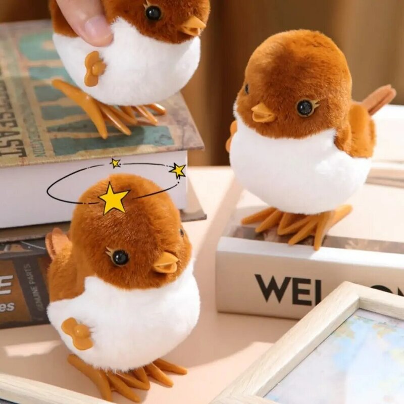 Cute Sparrows Wind Up Jumping Toy Animal peluche Walking Clockwork Spring Bird Toy Guide Baby Crawling Toy regali realistici