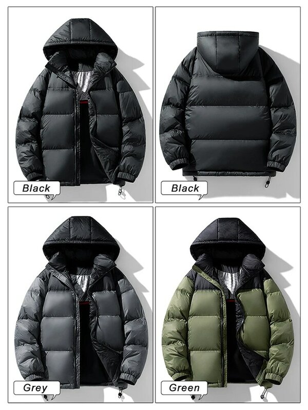 2023 New Winter Thick Warm Men's Down Jacket Korean Fashion 90% White Duck Down Padded Hooded Windbreaker Thermal Puffer Coat