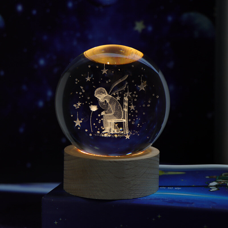 Bola de cristal transparente redonda, luz nocturna para decoración del hogar, fiesta, amor de San Valentín, novedad de 2024