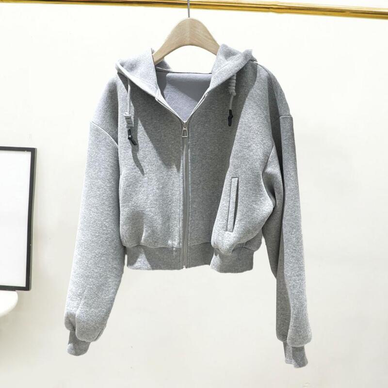 Women Loose Fit Coat Stylish Women's Winter Coat with Hood Letter Print Elastic Cuff Hem Warm Zip Up Jacket with for Casual