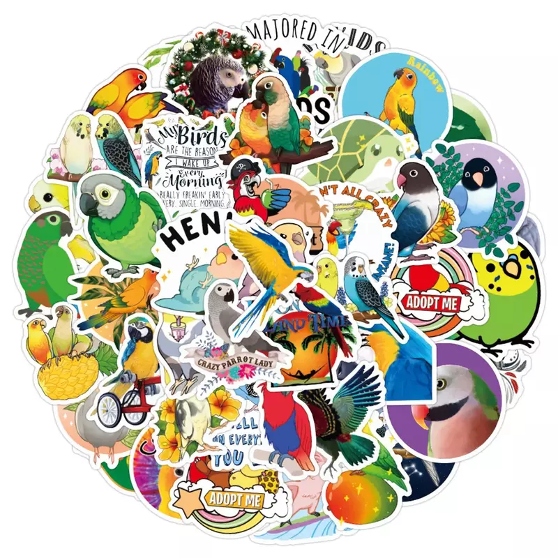 10/30/50PCS Cute Bird Parrot Cartoon Sticker Personalized Toy Luggage Water Cup Laptop iPad Gift Cup Notebook Decoration Wholesa