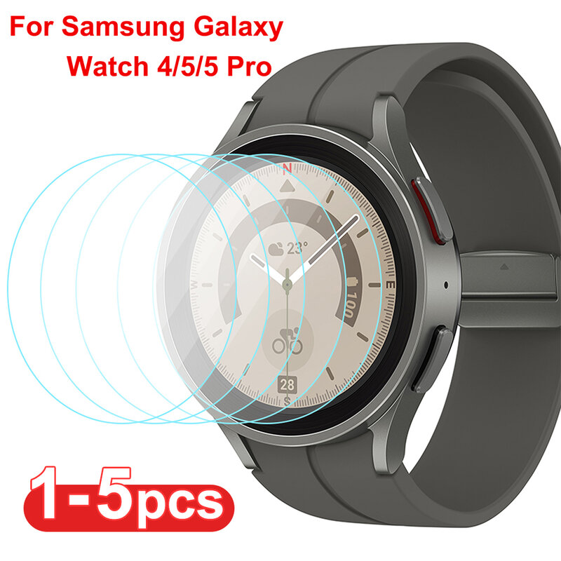 1-5 Buah Kaca Tempered untuk Samsung Galaxy Watch 5 Pro 45Mm Film Pelindung Layar Tempered Tahan Air untuk Jam 4/5 40Mm/44Mm