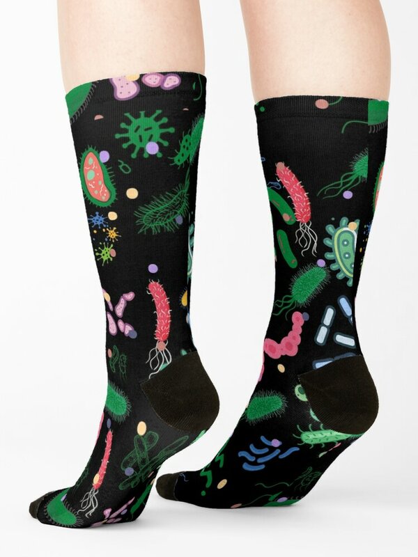 Chaussettes de sport à motif microbiologiste pour hommes et femmes, microbes, virus, bactéries, microbiologie, Noël, vente en gros