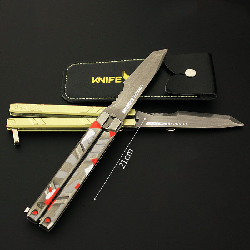Valorant Weapon Recon Red Camo Butterfly Knife, Letter Opener Espada, Periférico do jogo, Boy Toys, 21cm