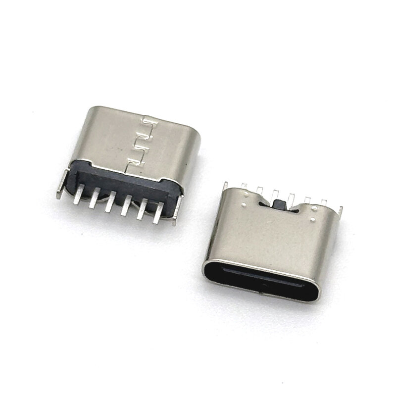 Micro USB Tipo-C Conector Fêmea, Tomada de carregamento do telefone móvel, Mini USB 3.1 Jack, 6Pin, 1-10Pcs