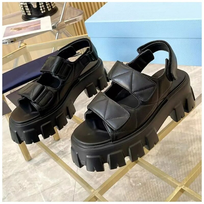 Summer Sandals For Women Genuine Leather Comfort Thick Soled Women's beach Shoes Sandals for vacation Heighten Casual Sandals