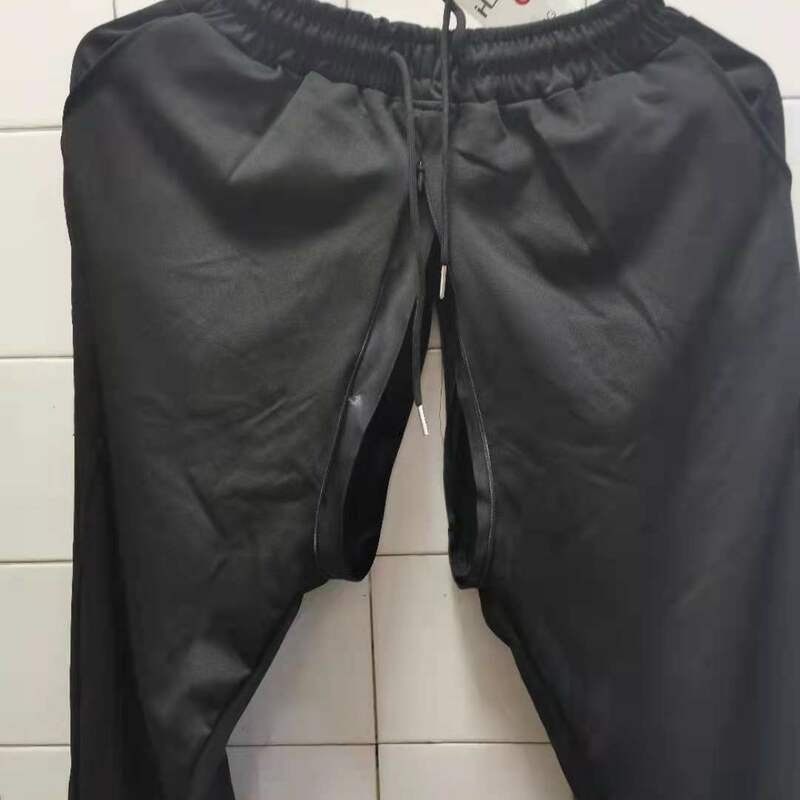 Pantalon de sport à entrejambe ouvert à fermeture éclair invisible à double tête pour hommes, pantalon décontracté polyvalent, toilettes et sexe