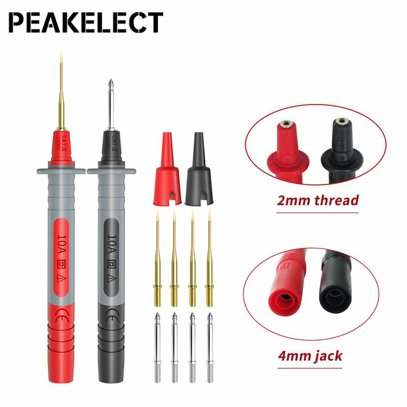 Peakelect P1600C 7 In 1 4mm Bananen Stecker Multimeter Test Führt Kit Steckbare Automotive Sonde Set IC Test Haken alligator Clips