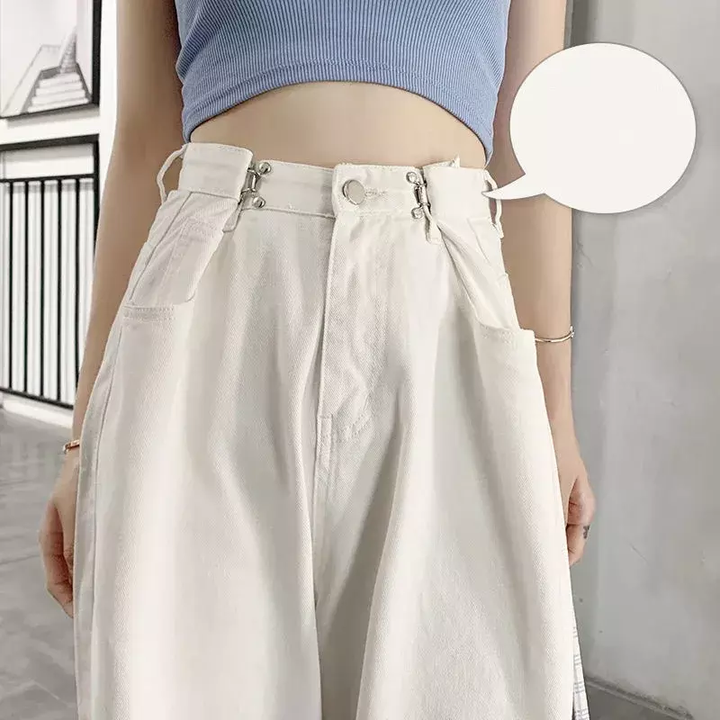 Pantaloni a vita alta a gamba larga Boyfriend bianchi da donna 2024 Jeans coreani larghi per pantaloni in Denim da donna dritti Streetwear primavera