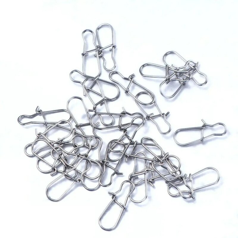 50Pcs Pesca Stainless Steel For Lures Nice Hooked Swivel Connector Swivel Lure Connector Fishing Snaps Clips Lock Snap Connector