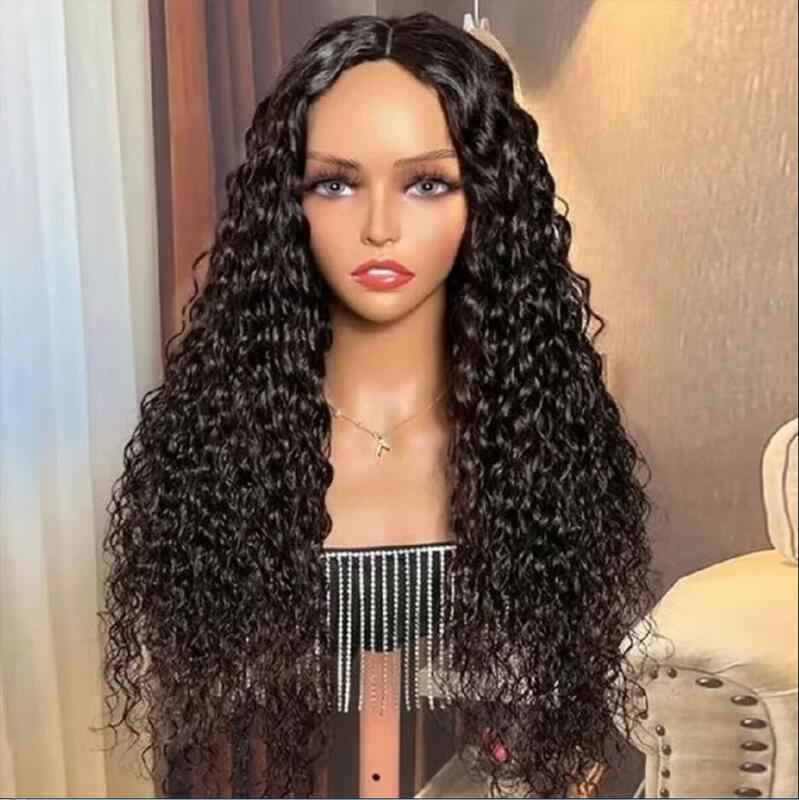 180 Density Long Soft Black 26" Kinky Curly Lace Front Wig For Black Women BabyHair Glueless Preplucked Heat Resistant Wig Daily