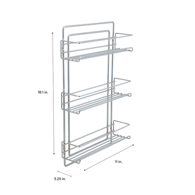 Organize It All 3 Tier Wall Mountable Spice Rack in Chrome