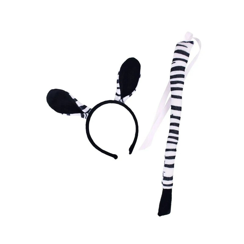 Zebra Ears and Long Tail Costume Accessories Dress up Kids Animal Headband for Gifts Prom Stage Performance Masquerade Party