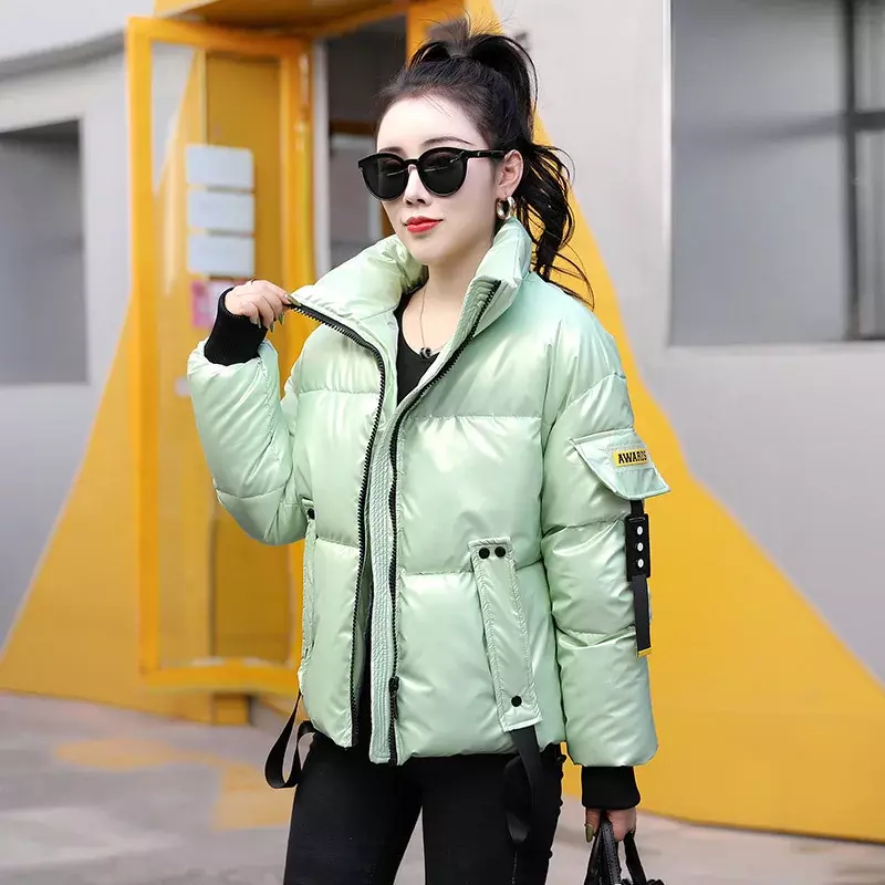 Women Autumn Winter 2024 New Warm Jackets Thick Long Sleeve Overcoats Cotton Trend Casual Solid Color Coats Short Bright Face