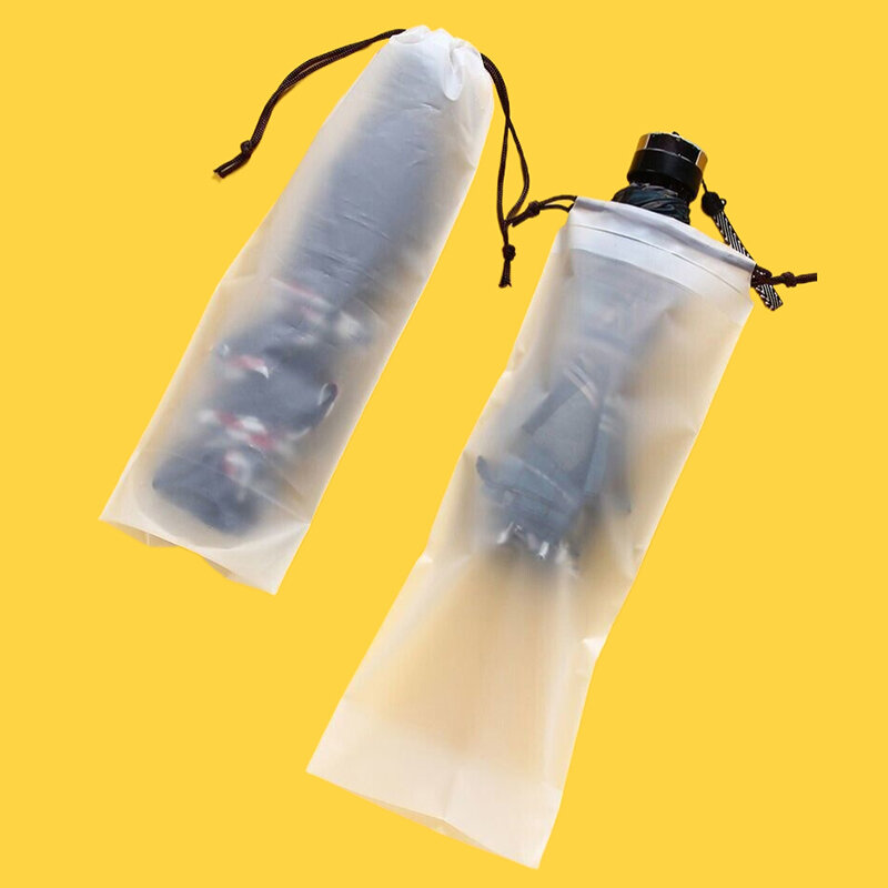 ถุงพลาสติกโปร่งแสง1/2/5ชิ้นถุงเก็บร่มแบบพกพานำกลับมาใช้ได้ร่มสายดึงที่เก็บของออแกไนเซอร์จัดเก็บในบ้าน