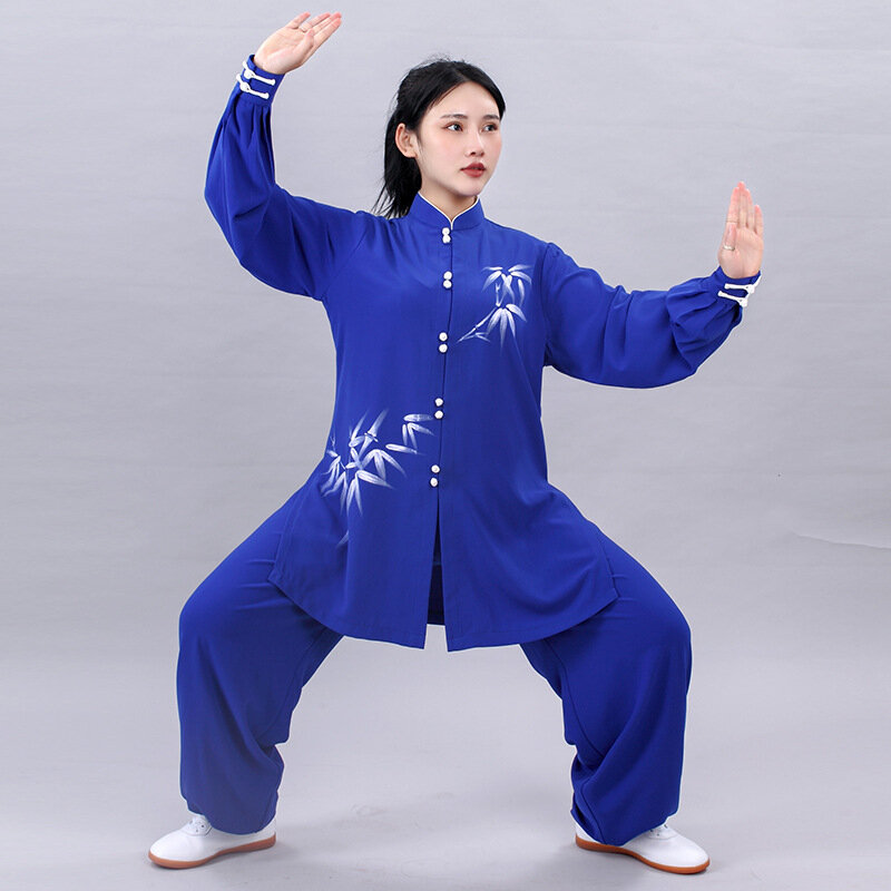 Uniforme d'arts martiaux de Kung Fu Wushu pour femmes, veste et pantalon Wing Chun, col montant à boutons financièrement, chapelle Tai imbibée, vêtements de performance