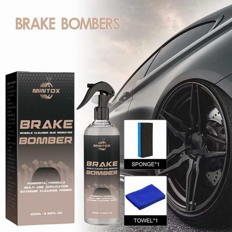 Poderoso Brake Cleaner Spray, Brake Buster, Esponja e limpeza, Eficaz, Removedor de poeira, Agente de limpeza de rodas com esponja, 100ml