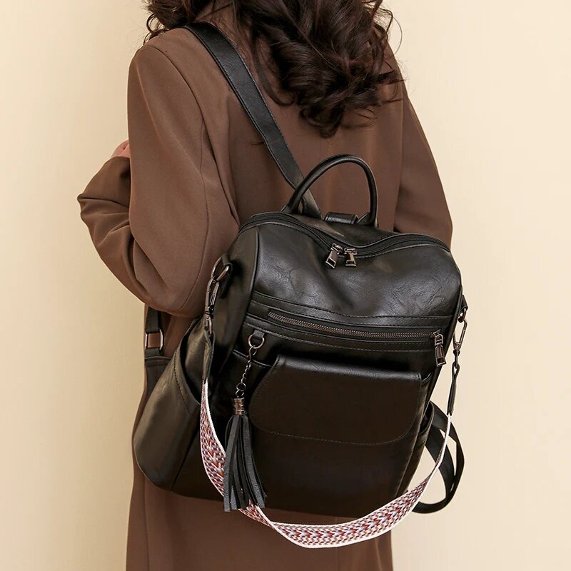 Ransel wanita modis tas bahu desainer ransel kulit lembut tas Travel wanita tas sekolah besar untuk Remaja Putri