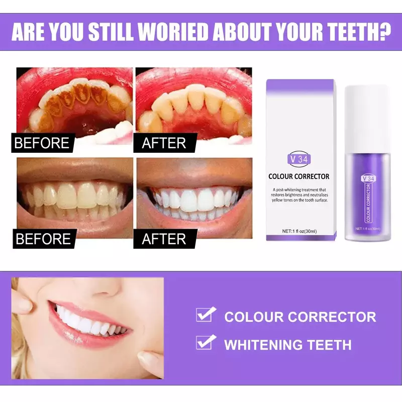 Dentifrice blanchissant pour les dents, élimine les taches de plaque dentaire, rafraîchit l'haleine, soins d'hygiène buccale